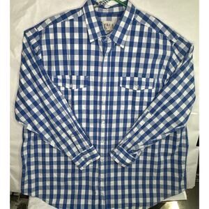 TRUE NATION 2XL MEN'S BLUE & White PLAID Long SLEEVE POCKET BUTTON DOWN SHIRT
